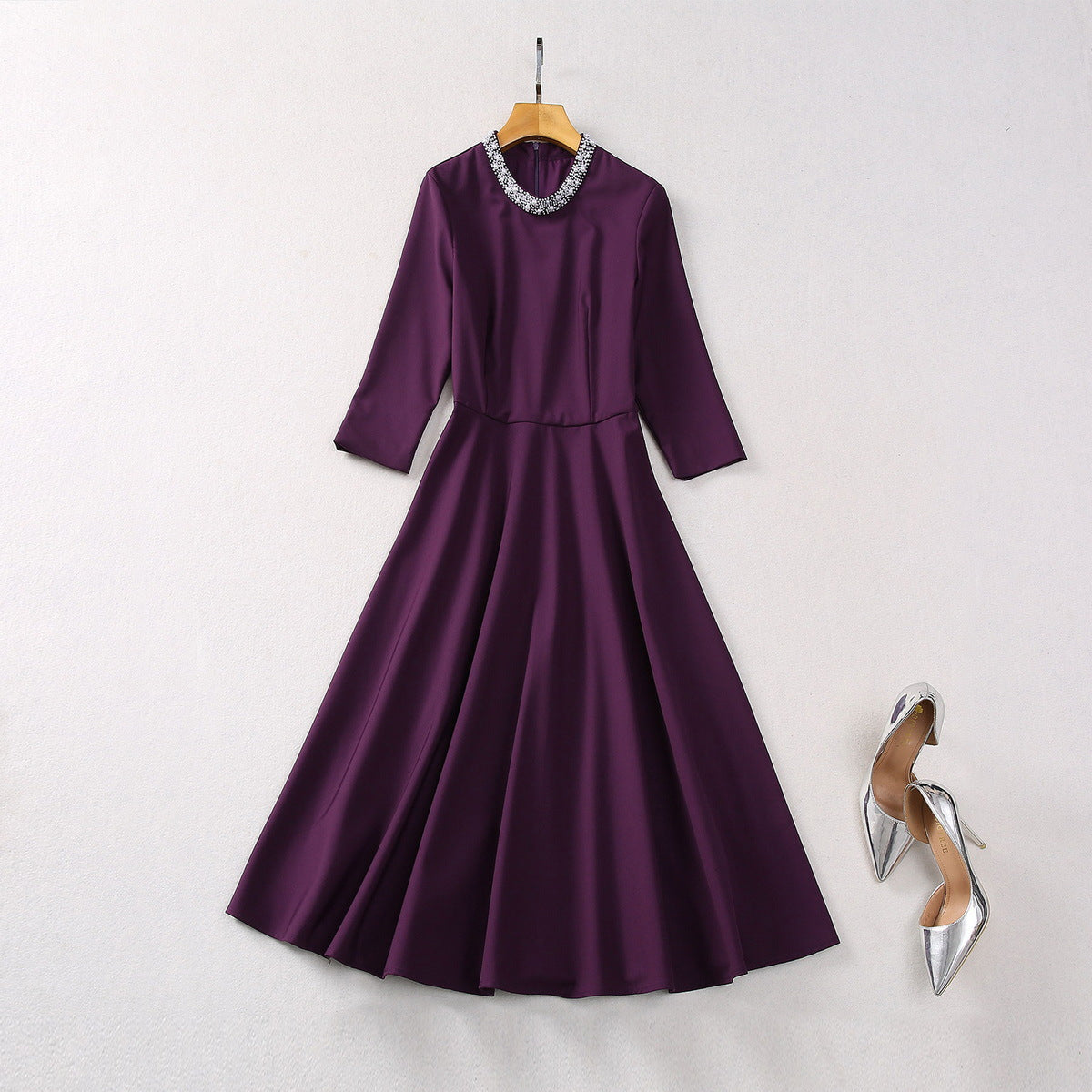Stand Collar Pearl Dress