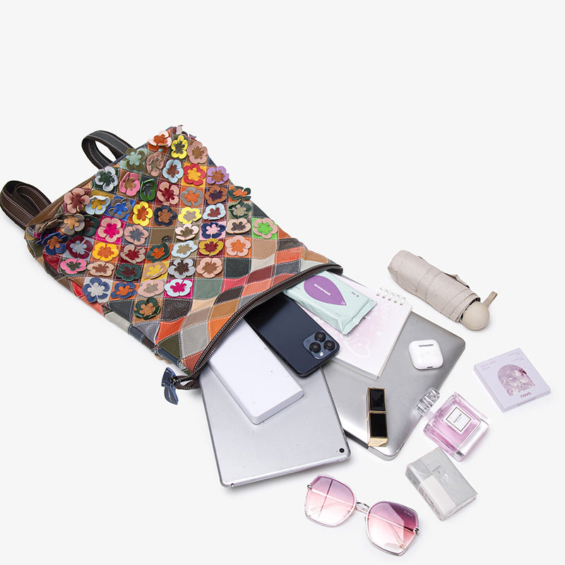 Colorful Plaid Floral Bag