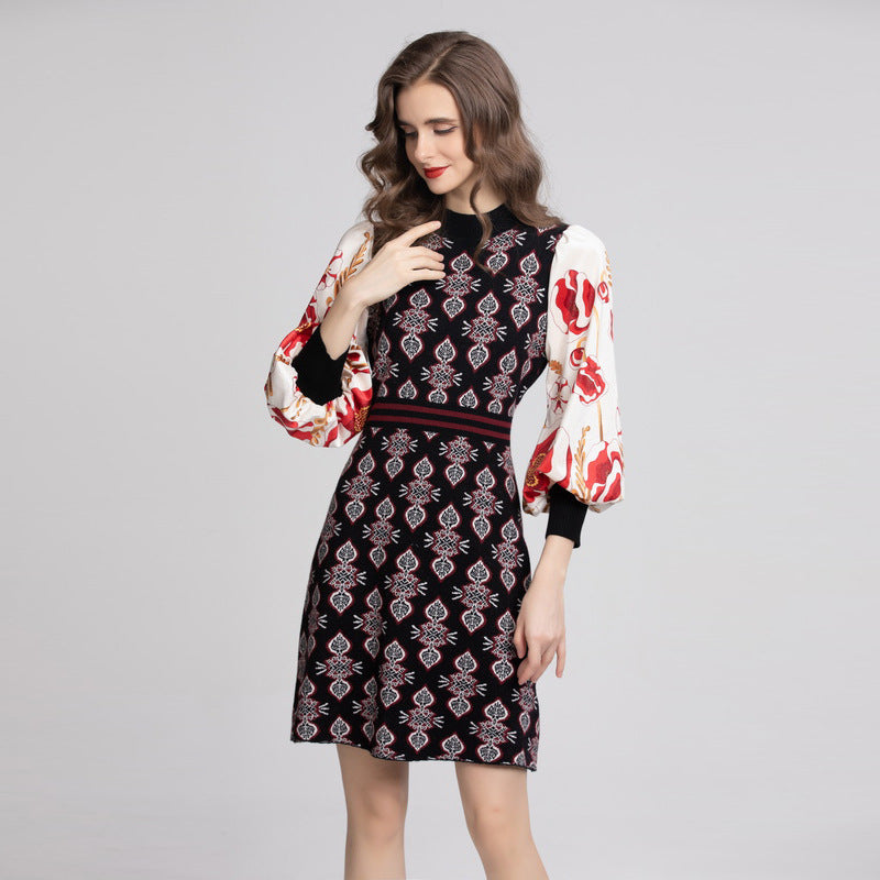 Lantern Sleeve Stand Dress