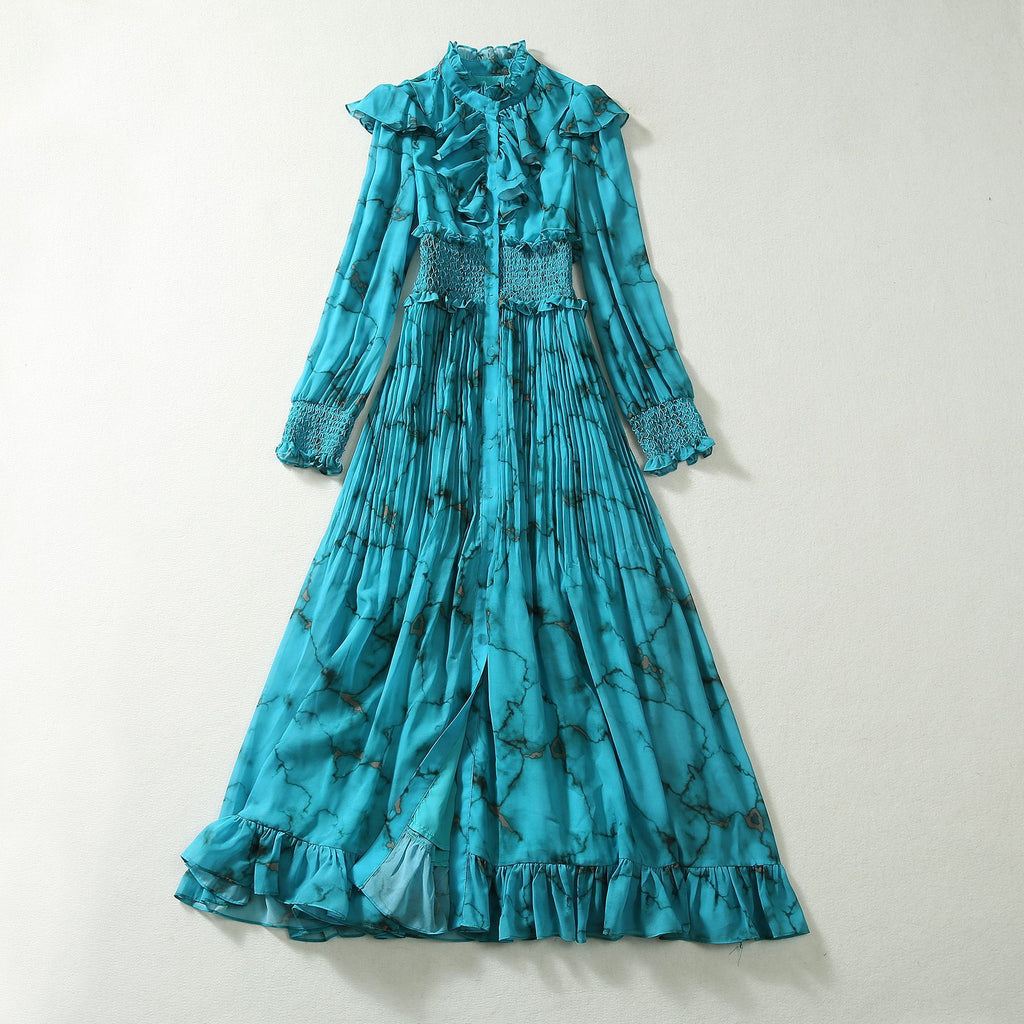 Stand Collar Ruffle Dress