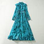 Stand Collar Ruffle Dress