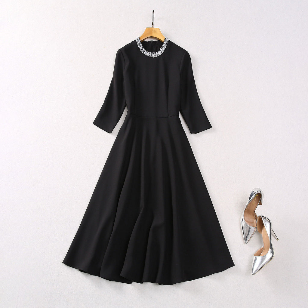 Stand Collar Pearl Dress