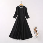 Stand Collar Pearl Dress