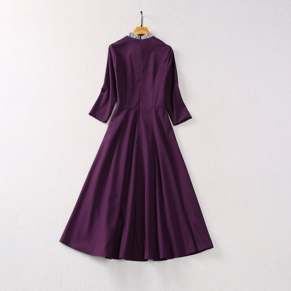 Stand Collar Pearl Dress