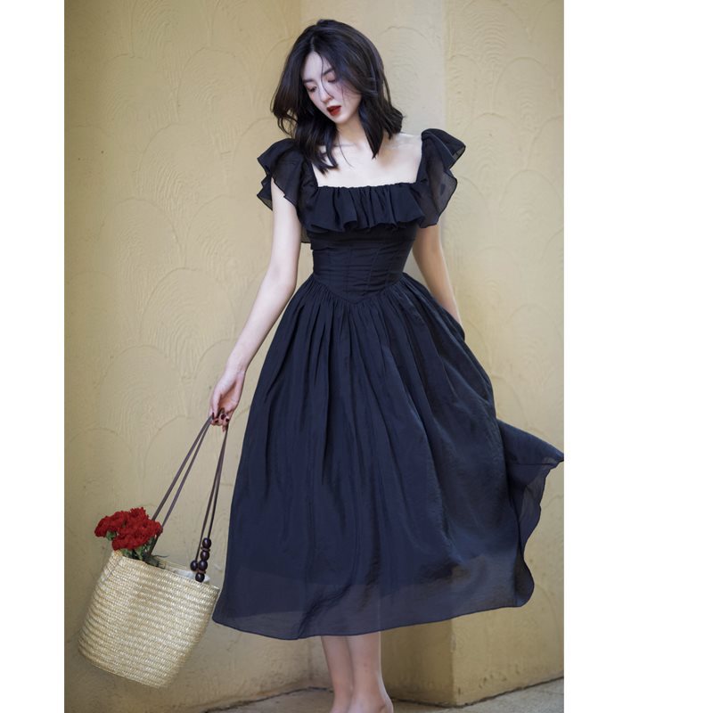 Black Square-Neck Dress