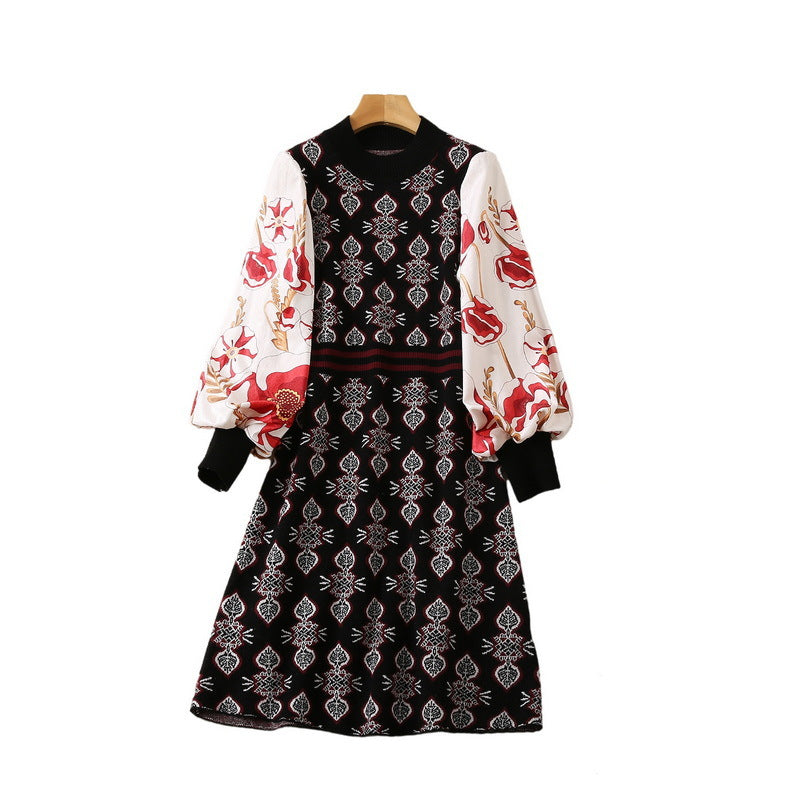 Lantern Sleeve Stand Dress