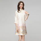 Stand Collar Buckle Dress