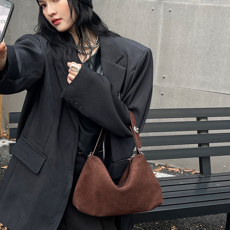 Suede Baguette Bag
