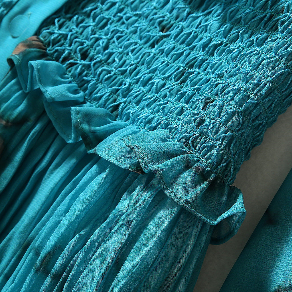 Stand Collar Ruffle Dress