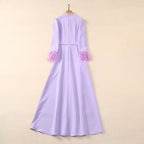 Stand Collar Ostrich Dress