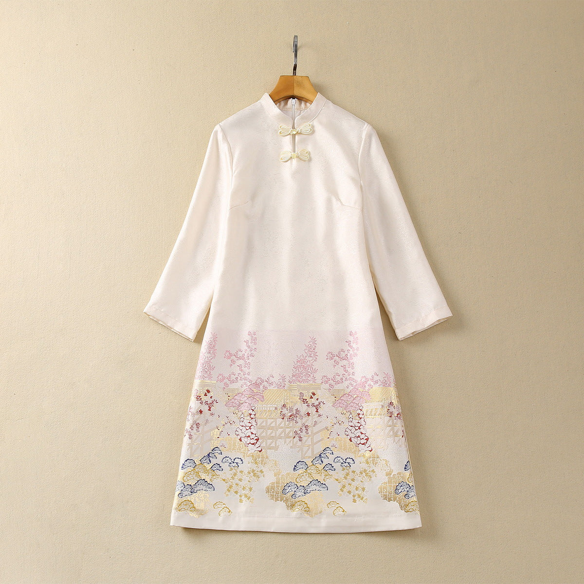 Stand Collar Buckle Dress