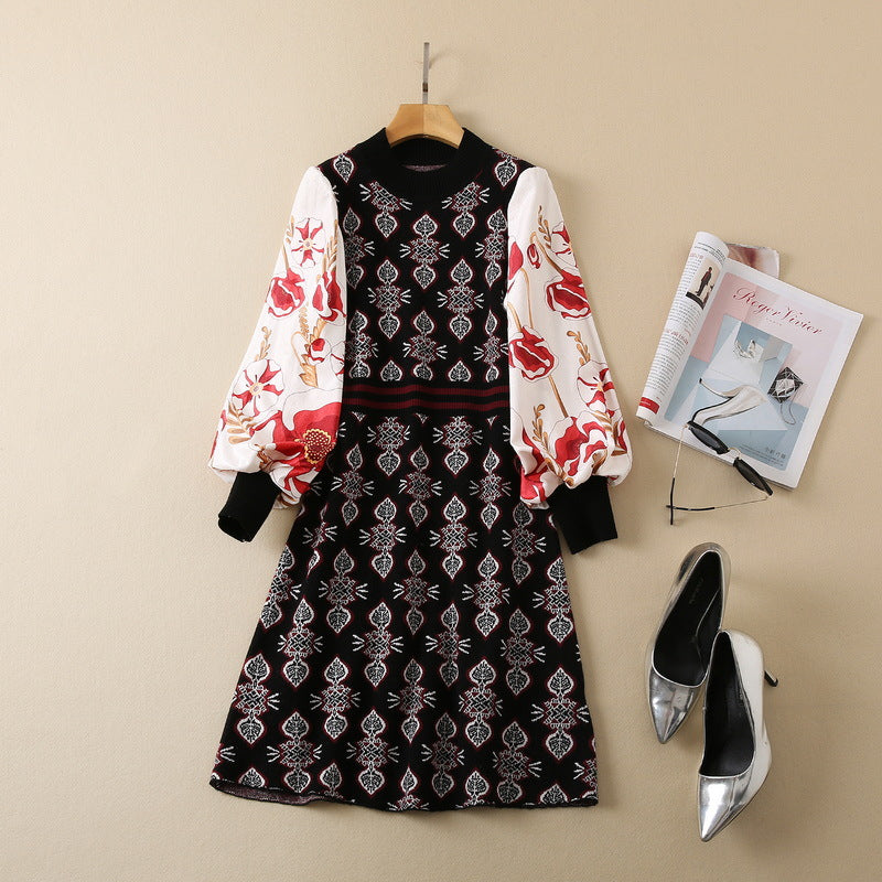 Lantern Sleeve Stand Dress