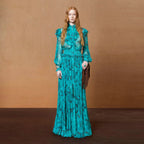 Stand Collar Ruffle Dress