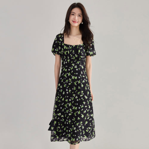 Women's Black Square Dress — Sleek Going-Out Dress for Date Night