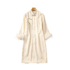 Feather Three-quarter Sleeve Dress