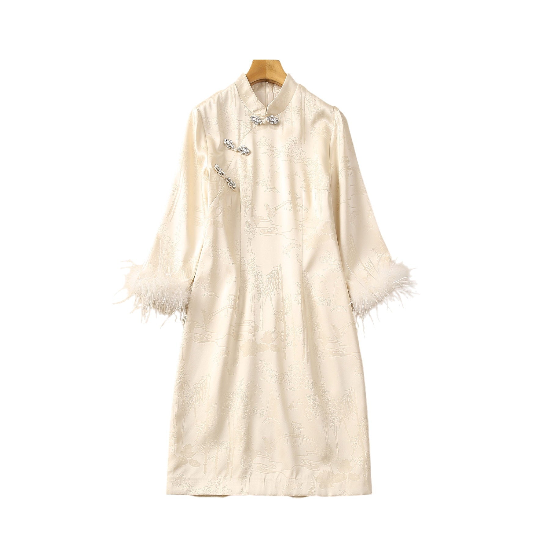 Feather Three-quarter Sleeve Dress
