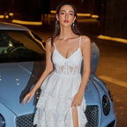 White V-Collar Dress