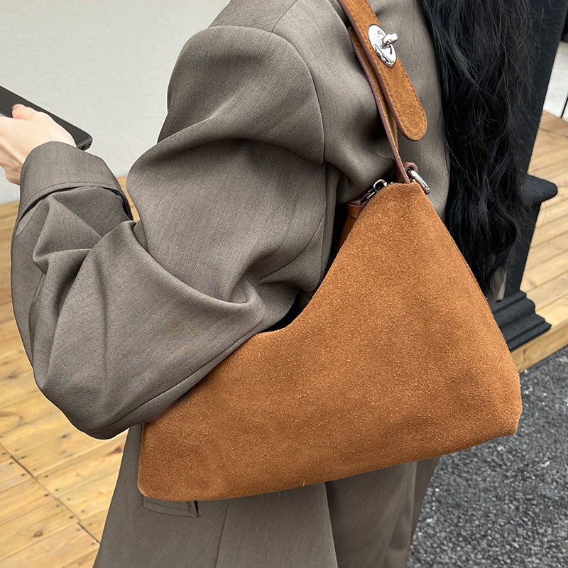 Suede Baguette Bag