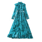 Stand Collar Ruffle Dress