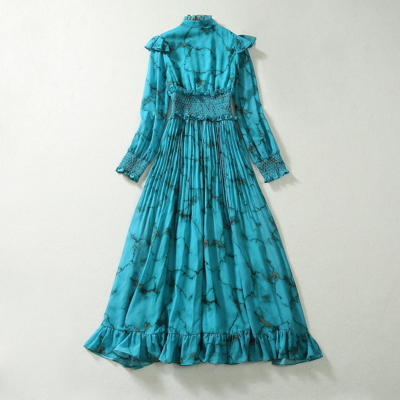 Stand Collar Ruffle Dress